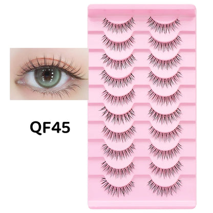 Adorable Manga Style False Eyelashes 10 Pairs Natural Full Strip Lashes For Anime Look Makeup ✨🐰🎀🌸