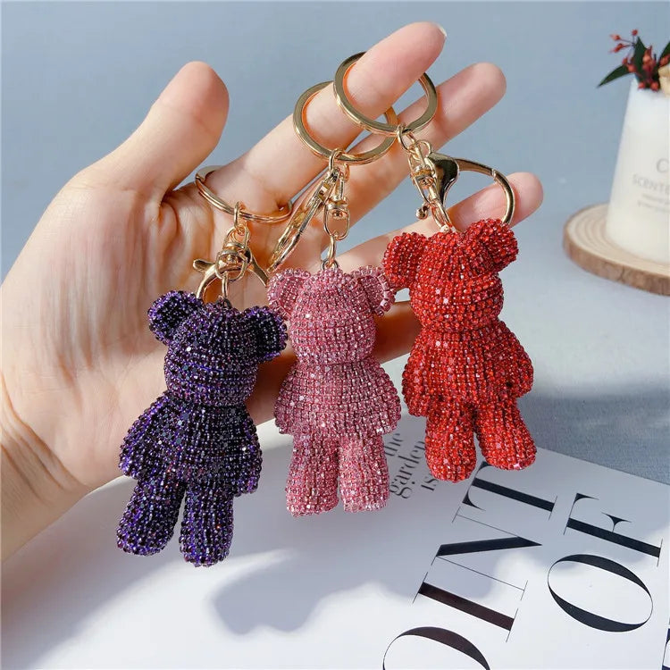 Diamond Studded Teddy Bear Keychain Cartoon Doll Charm 🐻✨