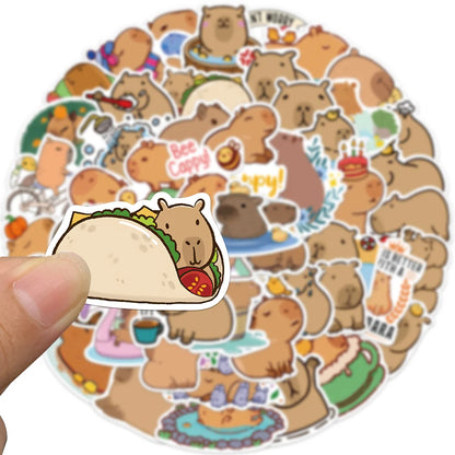 Adorable 50PCS Kawaii Capybara Stickers 🎉 | Perfect for Laptops, Luggage & More! 🐾✨