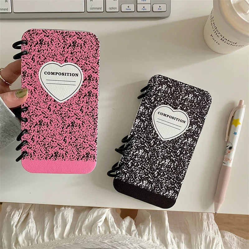 Kawaii Pink & Black Splashy Flip Phone Case for iPhone 13-16 Pro Max 📱✨🎨