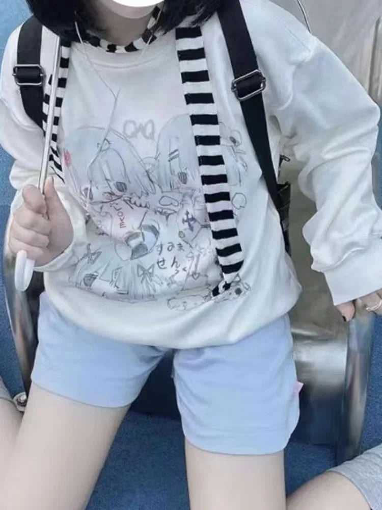 Kawaii Y2K Harajuku Anime Hoodie 🌟 | Cute Cartoon Sweatshirt for Trendy Students 🎀 | Cozy Long Sleeve Top 2023