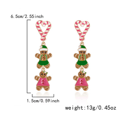 Colorful Gingerbread Drop Earrings For Women Christmas Enamel Santa Snowman 🎄🎁