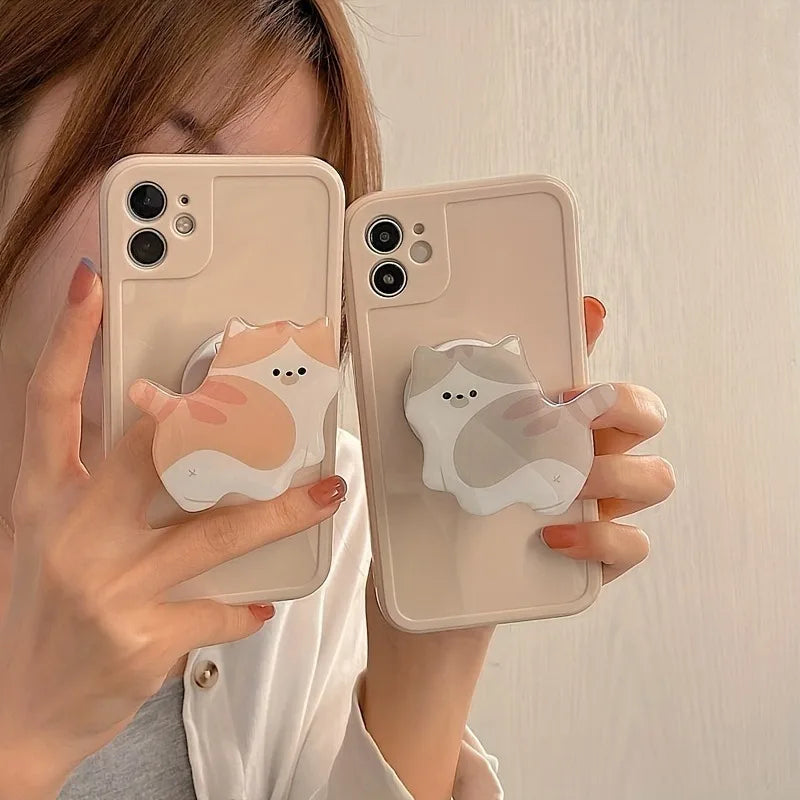 Adorable 3D Cat Acrylic Phone Grip 🐾✨ Cute Kitten Holder for iPhone & Samsung! 📱💖 - Pixie Quill