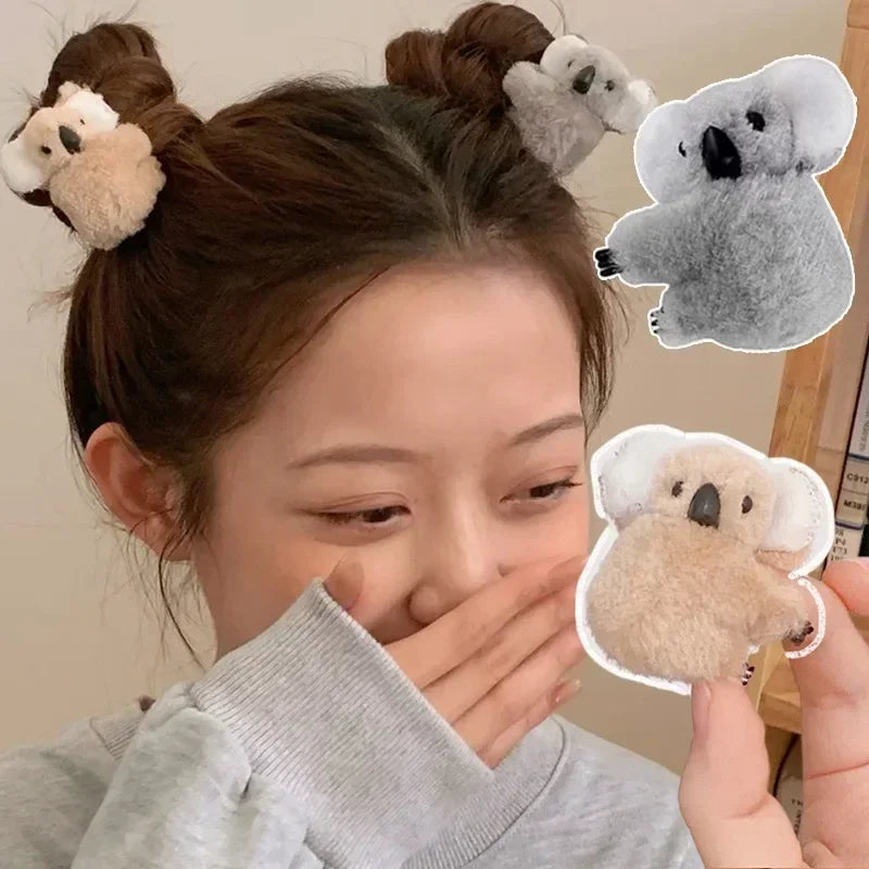 Kawaii Koala Bear Plush Hair Clips for Adorable Hairstyles 🐨✨ Cute Animal Hairpins for Women & Girls - Perfect for Daily Wear! 🎀