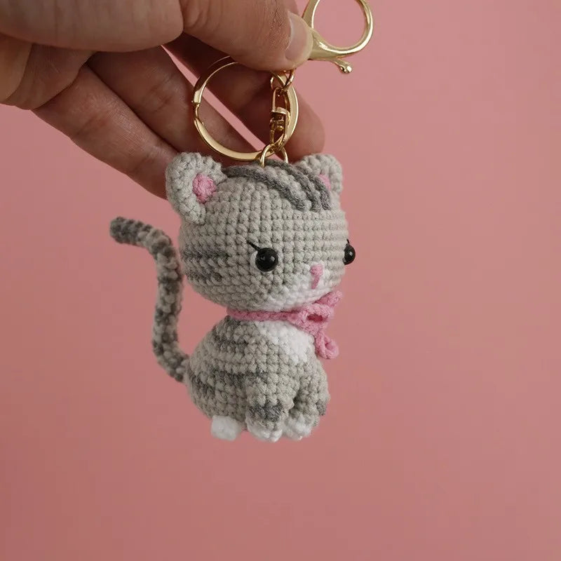 Handmade Kitten Crochet Keychain For Backpack Cute Cat Doll Pendant 🧶🐾