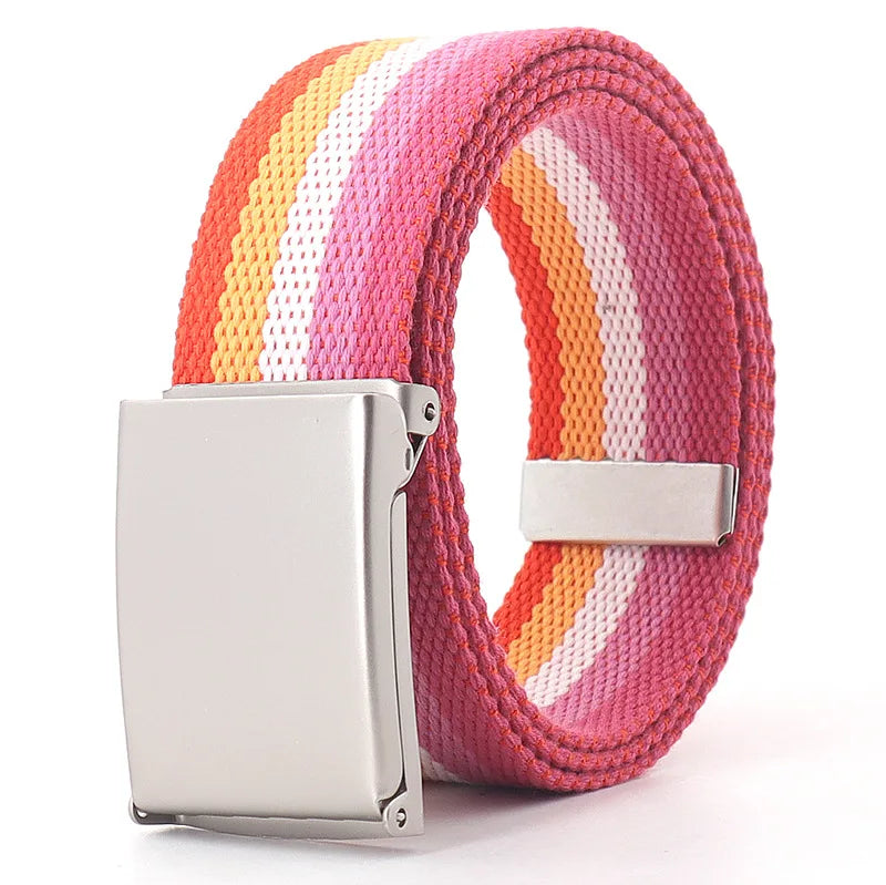 Kawaii Rainbow Striped Tactical Belt 🌈✨ Unisex Slim Fashion Accessory for Casual Vibes! 🐾🦄