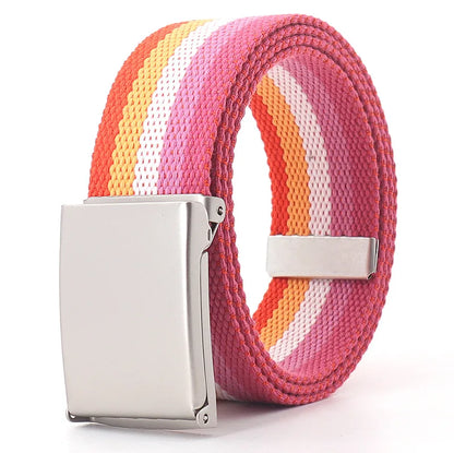 Kawaii Rainbow Striped Tactical Belt 🌈✨ Unisex Slim Fashion Accessory for Casual Vibes! 🐾🦄