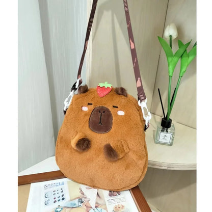 Kawaii Capybara Plush Crossbody Bag 🐾✨ - Adorable School & Casual Shoulder Bag for Youth! 🎒💖