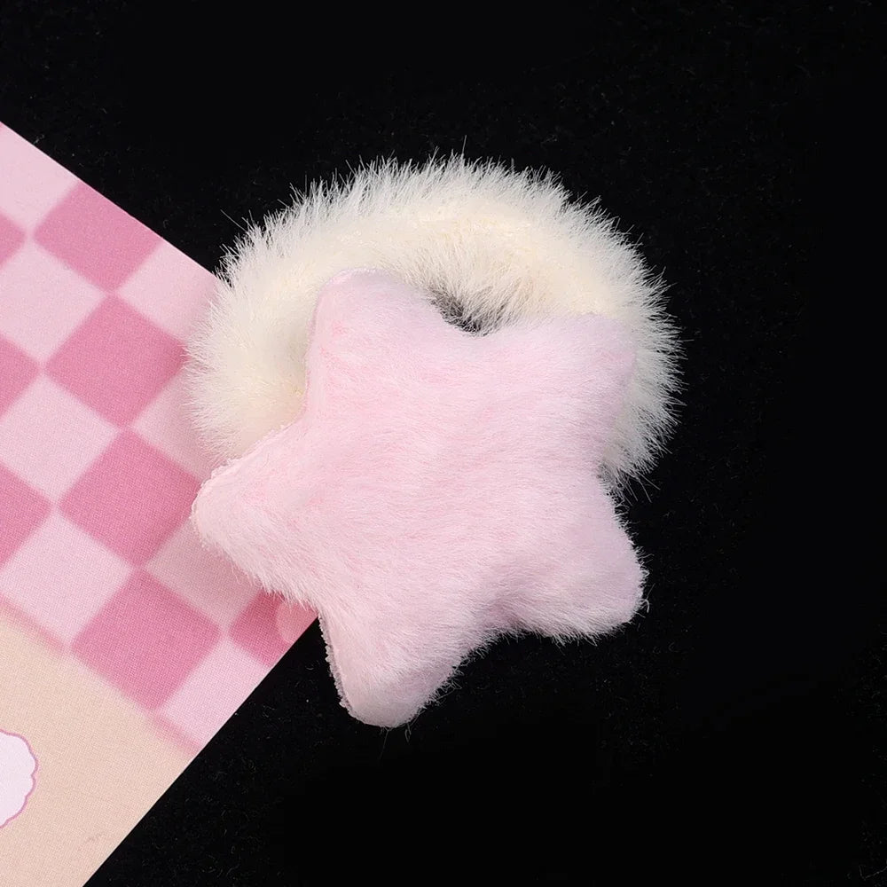 Kawaii Winter Furry Star Hair Ties 🌟✨ Cute Plush Scrunchies for Girls & Women - Colorful, Fashionable Fur Hair Bands! 🎀