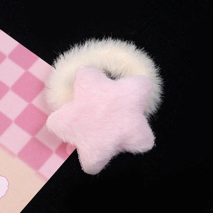 Kawaii Winter Furry Star Hair Ties 🌟✨ Cute Plush Scrunchies for Girls & Women - Colorful, Fashionable Fur Hair Bands! 🎀