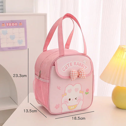 Adorable Kawaii Bunny Lunch Box 🍱💕 - Insulated Pink Bow Bento Bag for Kids & Students!