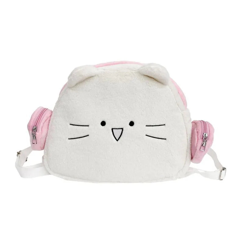 Bunny Earphone Backpack 🐰💕 - Cute Rabbit Head Design, Spacious & Stylish Schoolbag for Women!