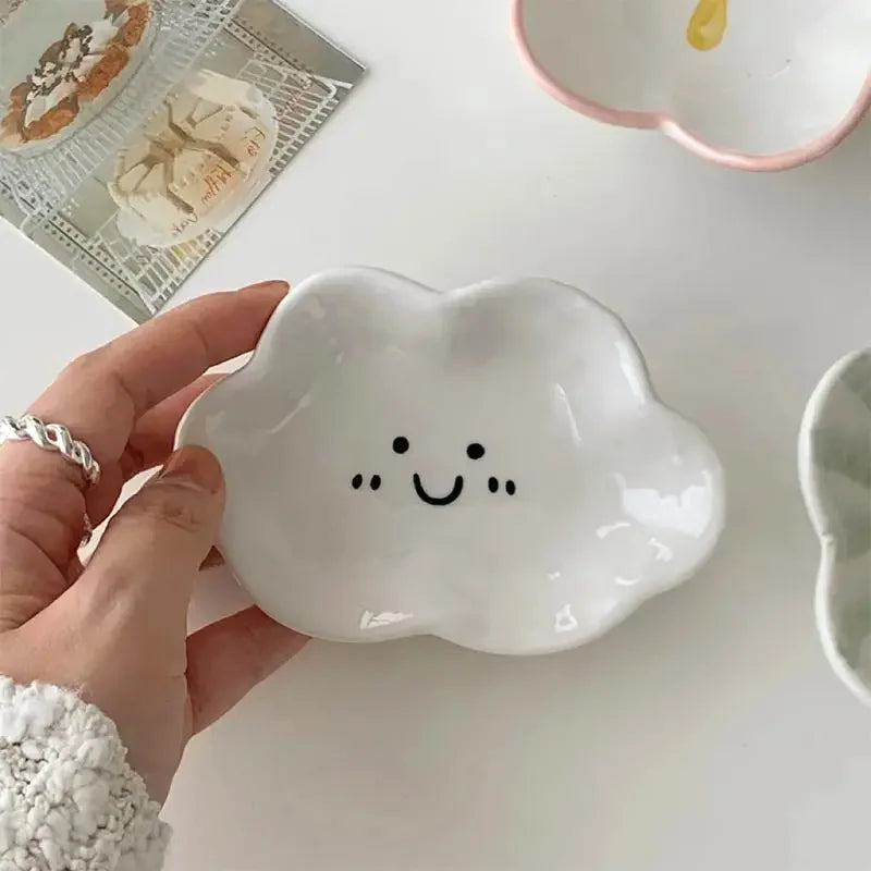 🌈 Adorable Cloudy Dipping Delight 🍜 - Whimsical Ceramic Sauce Dish for Saucy Snacking! 🌟 - Pixie Quill