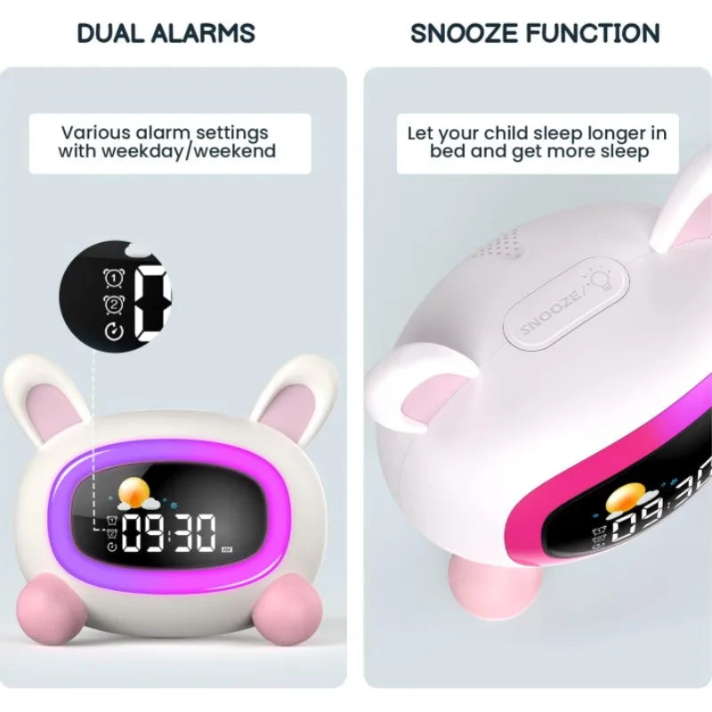 Kawaii Kids Sleep Trainer Alarm Clock 🌙💚 - Wake-Up Light & Sound Machine 🎉 Perfect Birthday Gift for Boys & Girls!