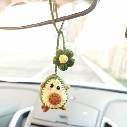 Kawaii Avocado Flower Car Charm 🎀 | Cute Hanging Decor for Teens 🚗✨ | Adorable Rear View Mirror Accessory 🌸🍏