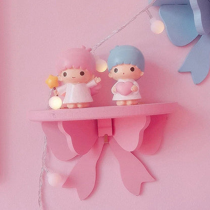 Kawaii Pink Bow Wooden Wall Shelf 🌸✨ | Cute Girly Cosmetic Rack for Heartfelt Room Decor 💖🏡
