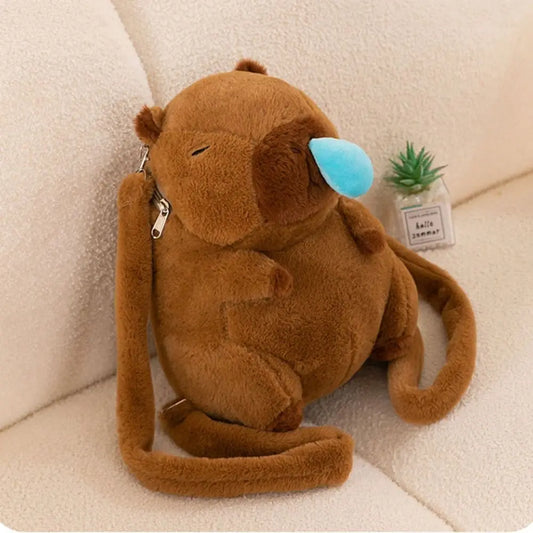 Kawaii Capybara Plush Backpack 🐾 | Adorable Large Capacity Crossbody Bag for Kids & Teens 🎒✨