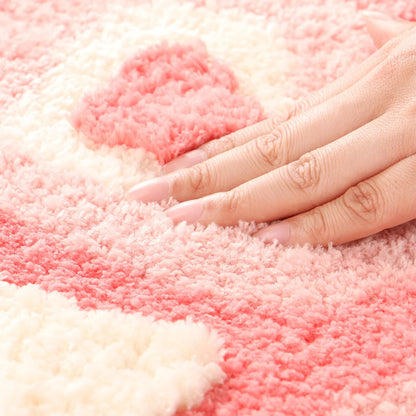 Kawaii Heart-Shaped Pink Tufted Bathmat 🛁💖 Soft Bedroom & Living Room Rug | Aesthetic Home Decor 🏡✨