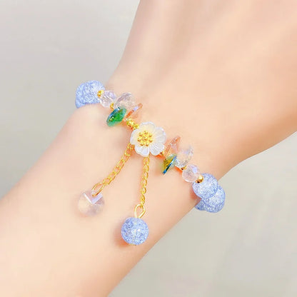 Kawaii Shell Flower Crystal Charm Bracelet 🌸✨
