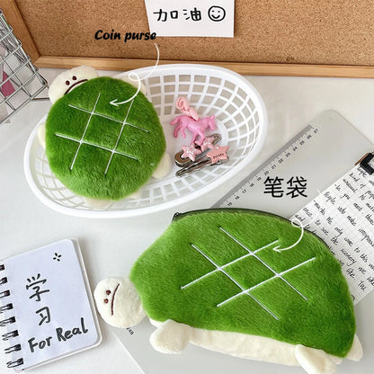 Adorable Kawaii Turtle Plush Pencil Case 🐢✨ - Multifunctional Cosmetic Bag & Coin Purse for School Supplies and Travel! 🎒💖