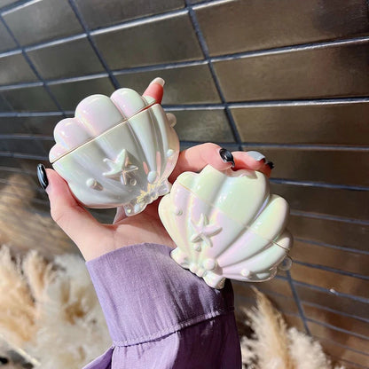 Kawaii Seashell AirPods Pro Case 🌊✨ - Cute Pearl Pendant Silicone Cover for AirPods 1, 2 & 3 🎧💕