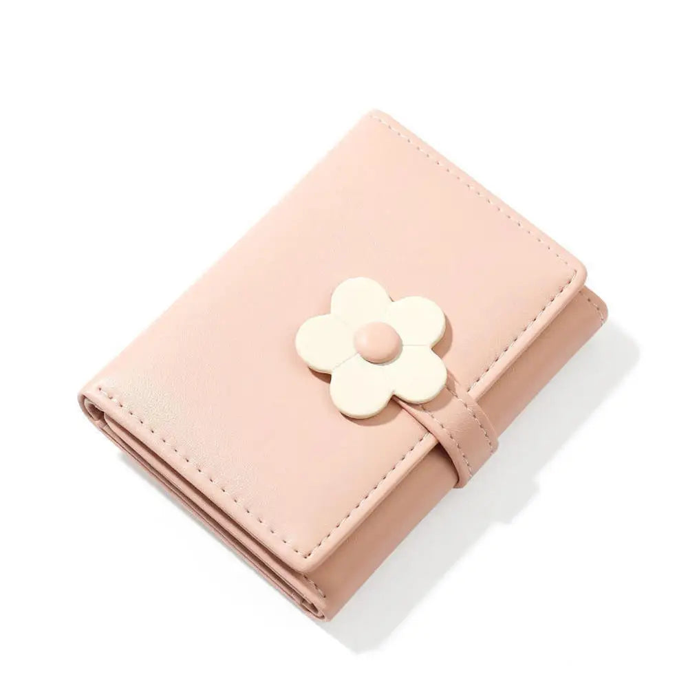 Charming Floral Tri-Fold Wallet for Girls 🌼💖 - Cute PU Leather Cash and Coin Purse with ID Window and Card Slots!