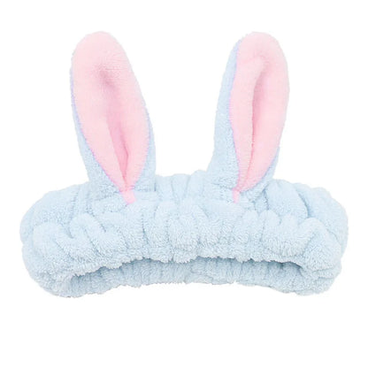 Women Wash Face Makeup Soft Coral Fleece Elastic Headband Head Wrap Cute Rabbit Bow Animal Ears Hairband Girl Hair Accessories