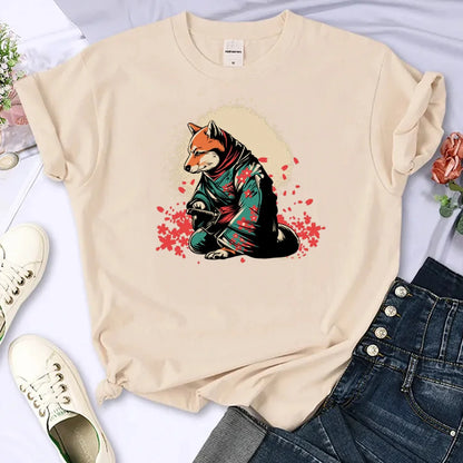 Kawaii Shiba Inu Women's Anime Tee 🐶💖 | Cute Casual Designer Top for All Seasons