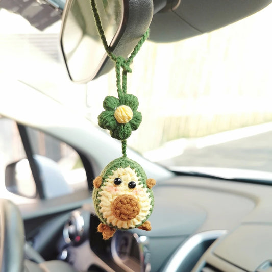 Kawaii Avocado Flower Car Charm 🎀 | Cute Hanging Decor for Teens 🚗✨ | Adorable Rear View Mirror Accessory 🌸🍏