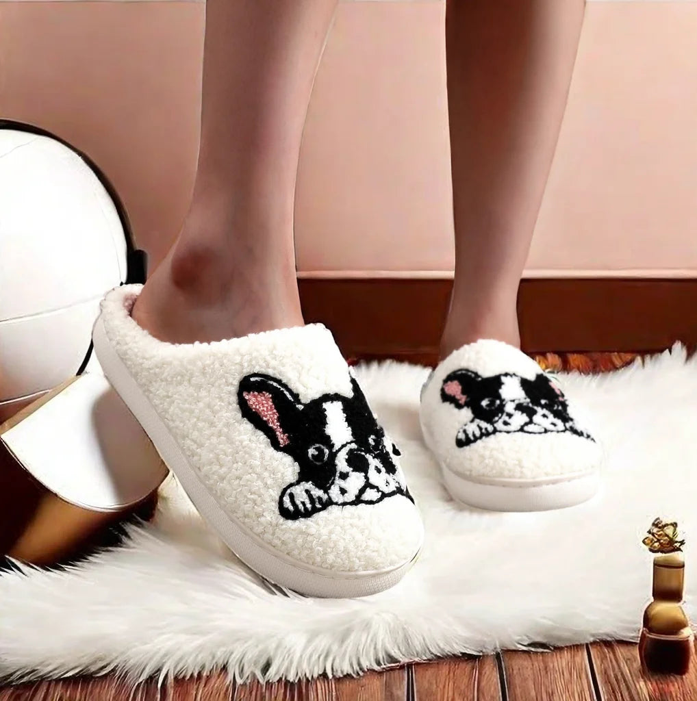 Adorable French Bulldog Plush Slippers 🐾✨ Cozy Cotton Comfort for Pet Lovers - Cute & Non-slip Indoor Footwear for Men & Women! 🐶❤️