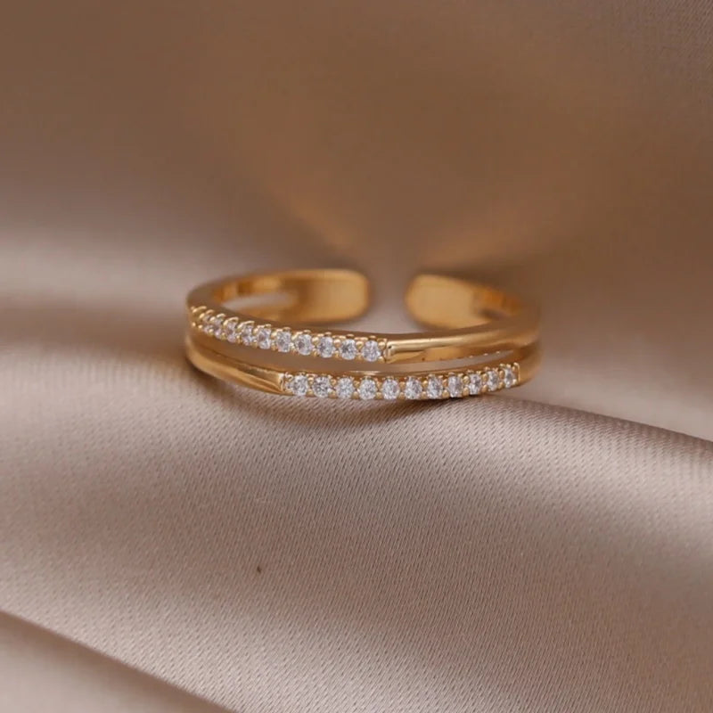 Kawaii Love Crystal Ring 💖✨ - 14K Gold Plated Heart Design for Elegant Daily Wear! 🌟💍