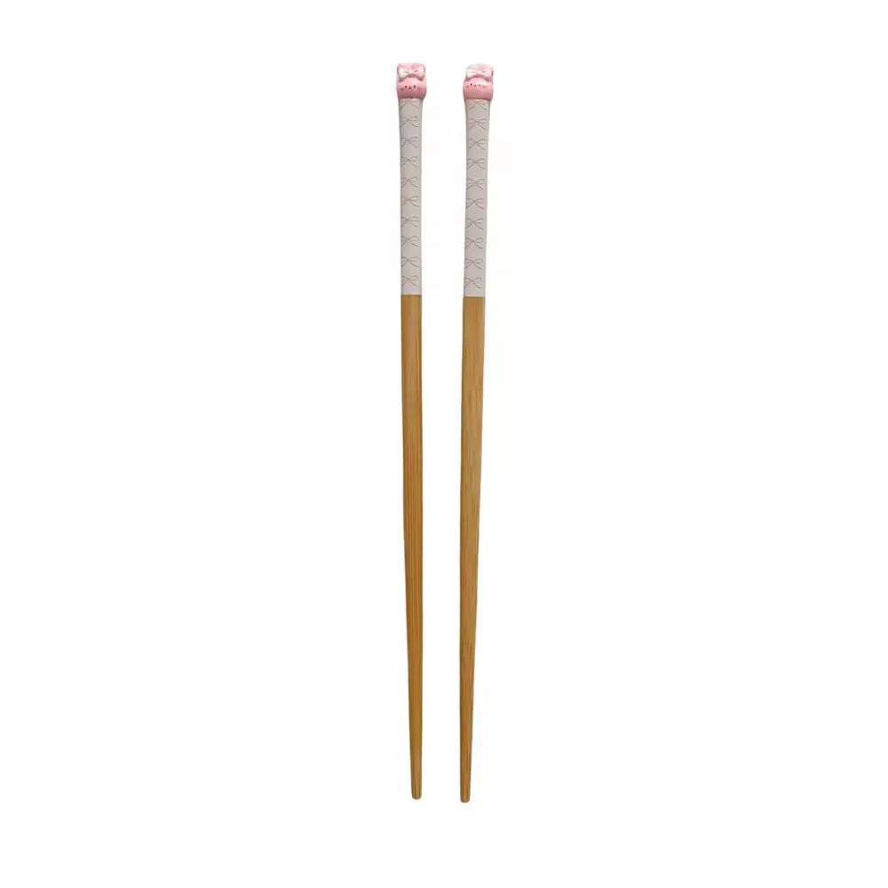 Bunny Love Chopsticks 🐇💕 - Whimsical Wooden Utensils for Sushi & Noodles - Fun for All Ages! 🍜🥢 - Pixie Quill