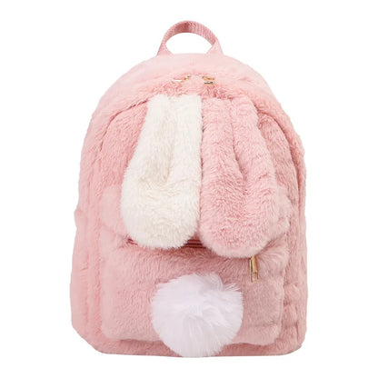 Kawaii Personalized Plush Backpack 🐰✨ - Adorable Rabbit Ears for Women | Cozy Winter Style | Custom Embroidery Available! 👜💖