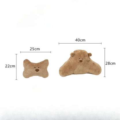Kawaii Bear Plush Car Neck & Lumbar Support Pillow 🐻✨ - Cozy Cartoon Comfort for Your Drive! 🚗💖
