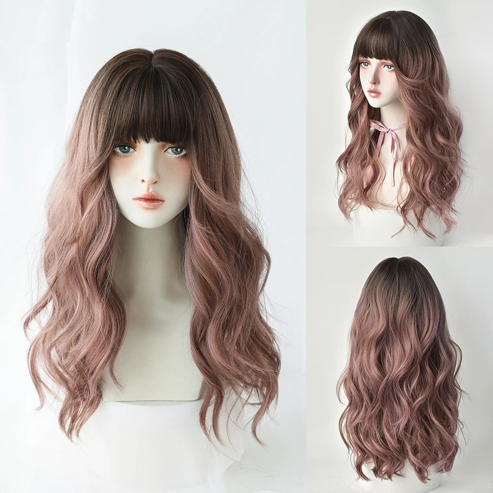 Kawaii Blonde Cosplay Wig 🎀✨ | Wavy Synthetic Hair with Bangs for Daily & Party Looks 💖