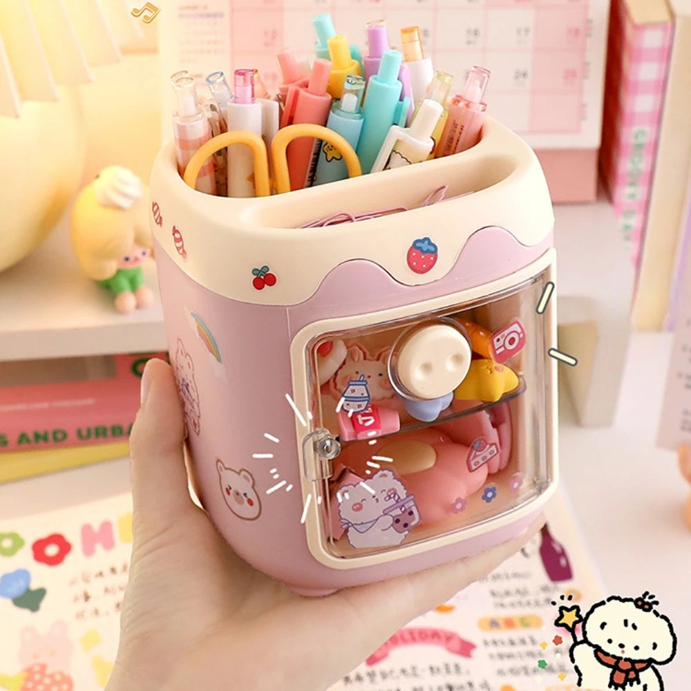 Kawaii Multi-Grid Piggy Desk Organizer 🐷✨ Cute & Fun Pencil Holder for Office Stationery! 🖊️🌈