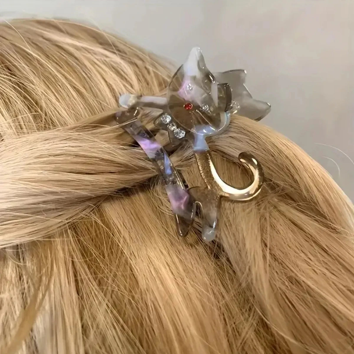 Korean Cute Cat Hair Clip for Half Ponytail Women 🐱✨ Sweet Bow Accent