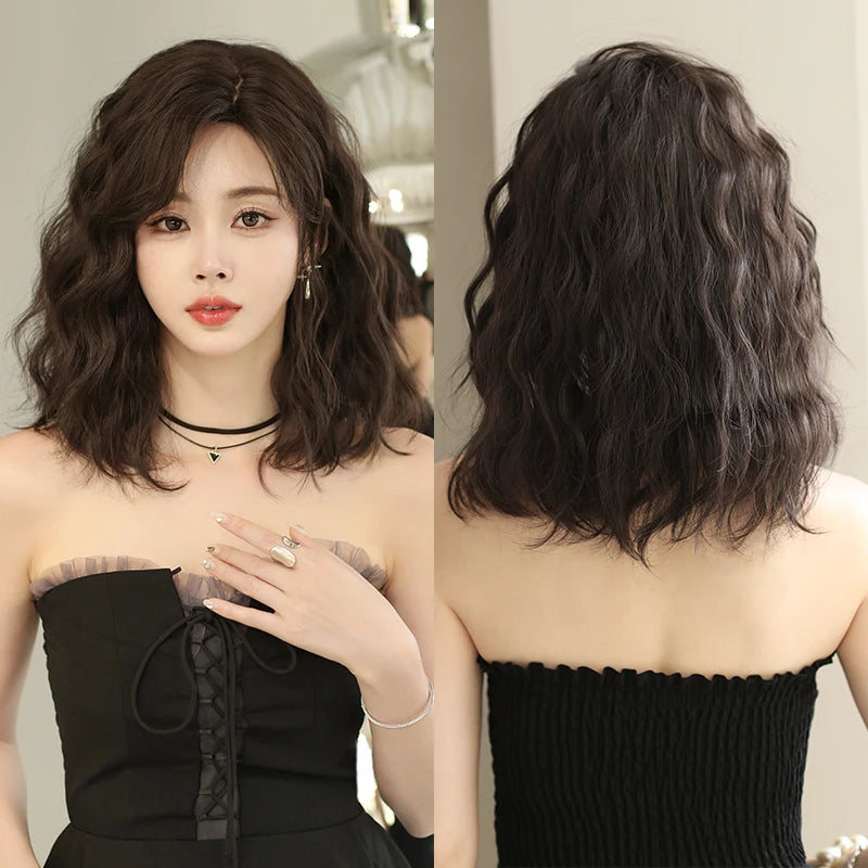 Kawaii Dreamy Sakura Pink Wavy Wig 🌸✨ | High-Density Curly Hair with Bangs for Sweet Girls 💖🎀