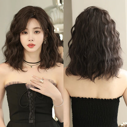 Kawaii Dreamy Sakura Pink Wavy Wig 🌸✨ | High-Density Curly Hair with Bangs for Sweet Girls 💖🎀