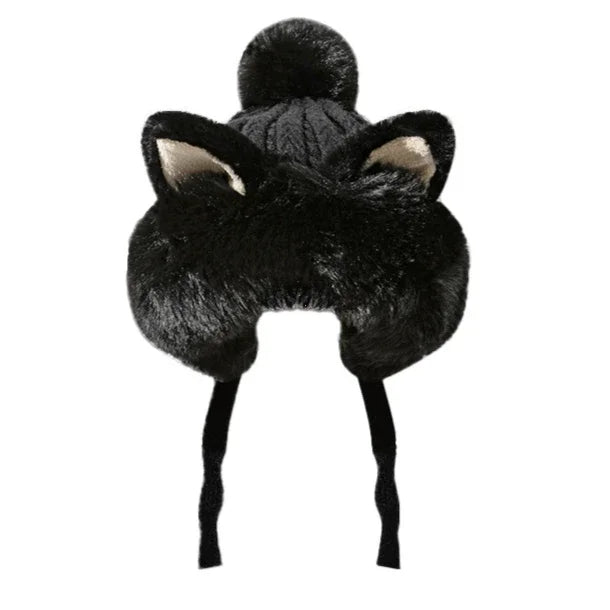 Cute Winter Fox Ear Knitted Hat 🦊❄️ - Adorable Plush Bonnets for Women to Keep Warm and Stylish!