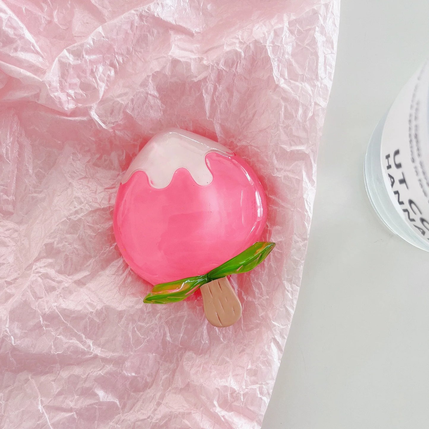 🍓 Adorable Strawberry Glass Lollipop Phone Grip & Stand 🌟 Universal Fit for All Phones 📱✨ - Pixie Quill