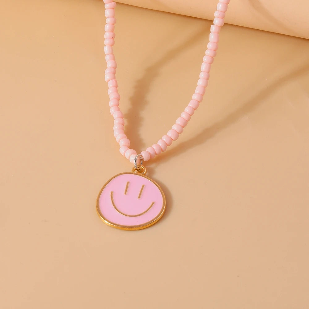 Kawaii Irregular Round Smile Face Necklace 🌈✨ - Perfect Gift for BFFs & Kids! 🎁💖