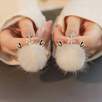 Cute Pom Pom Ball Bow Snowflake Elk Earrings For Women And Girls 🎀✨