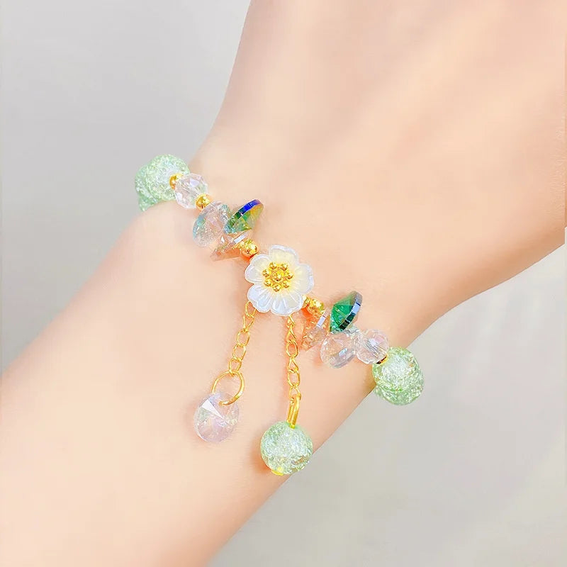 Kawaii Shell Flower Crystal Charm Bracelet 🌸✨