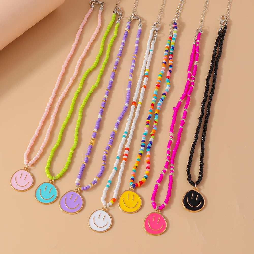 Kawaii Irregular Round Smile Face Necklace 🌈✨ - Perfect Gift for BFFs & Kids! 🎁💖