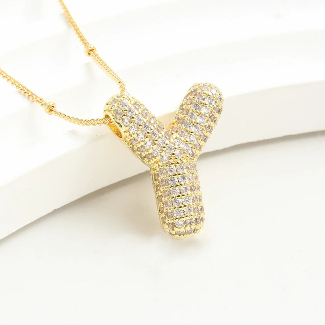 Kawaii Gold Plated Balloon Letter Necklace 🎈✨ | Chunky Initial Pendant Jewelry for Trendy Women 👩‍🎤💖