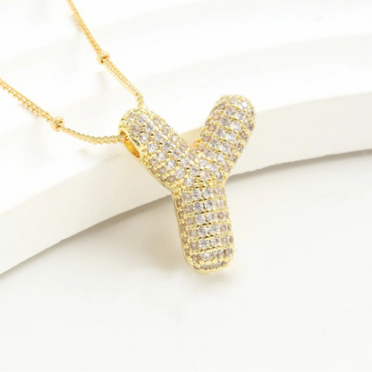 Kawaii Gold Plated Balloon Letter Necklace 🎈✨ | Chunky Initial Pendant Jewelry for Trendy Women 👩‍🎤💖