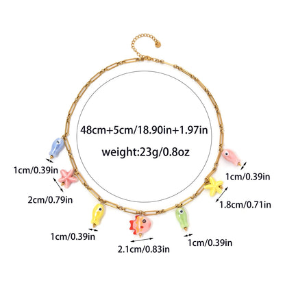 Ceramic Starfish Pendant Necklace 🌊🐚🐟