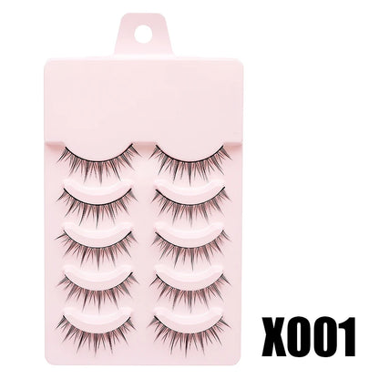 Pastel Little Devil Anime Lashes 5 Pairs Clear Band Full Strip For Natural Daily Manga Style Eyelashes 😈👁️✨