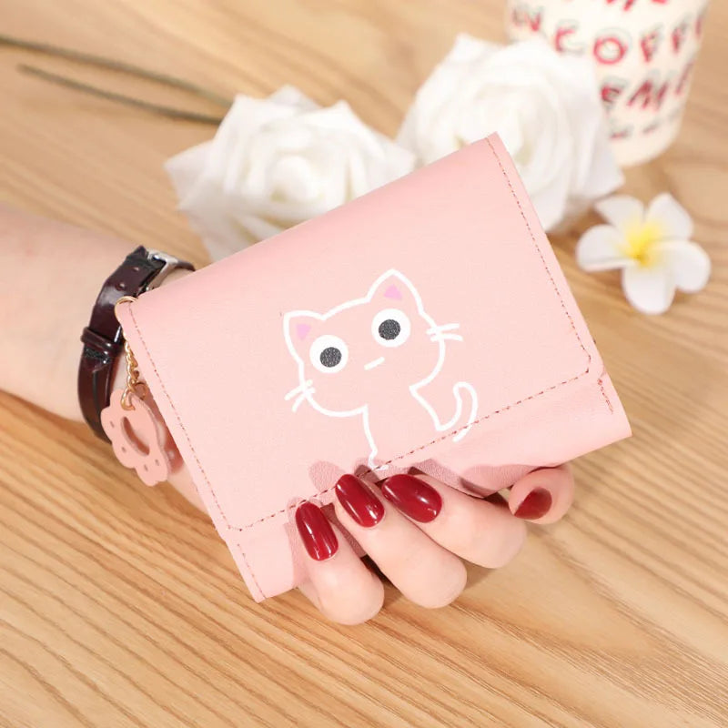 Kawaii Cat-Themed PU Leather Wallet 🐱💖 | Adorable Short Purse for Ladies | Perfect Gift for Cat Lovers! 🎁✨